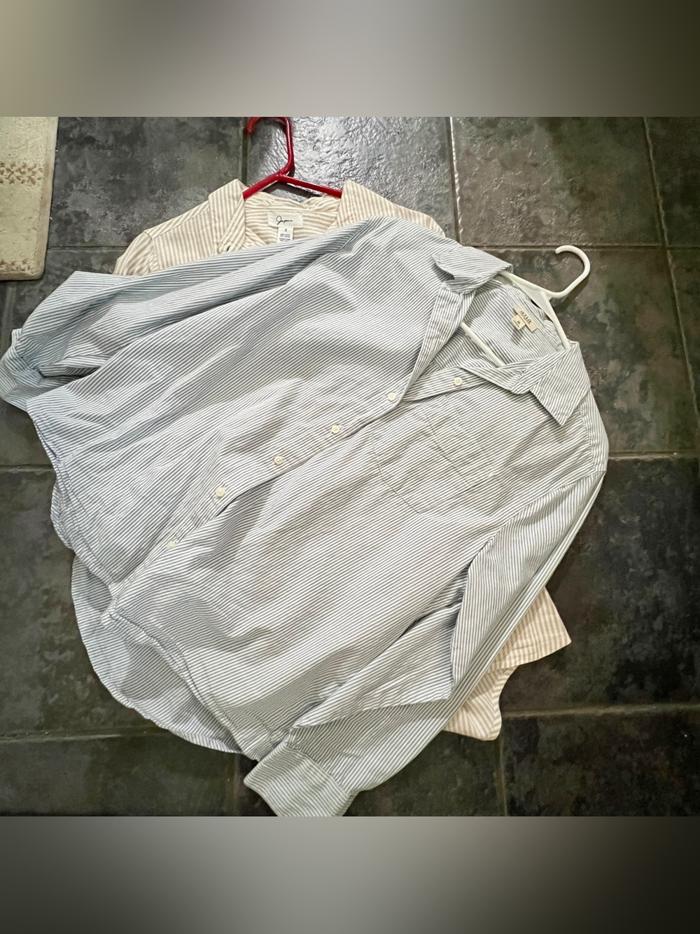 Light Blue Striped Button-Down Shirt and khaki striped button down shirt.